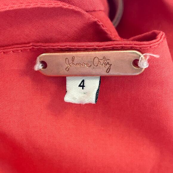 Johanna Ortiz Camelia Rhythm Mini Dress Coral Size 4 Belted Glam - Picture 10 of 10